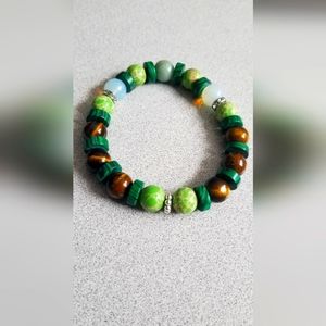 10mm natural stone bead stretch bracelet NWOT